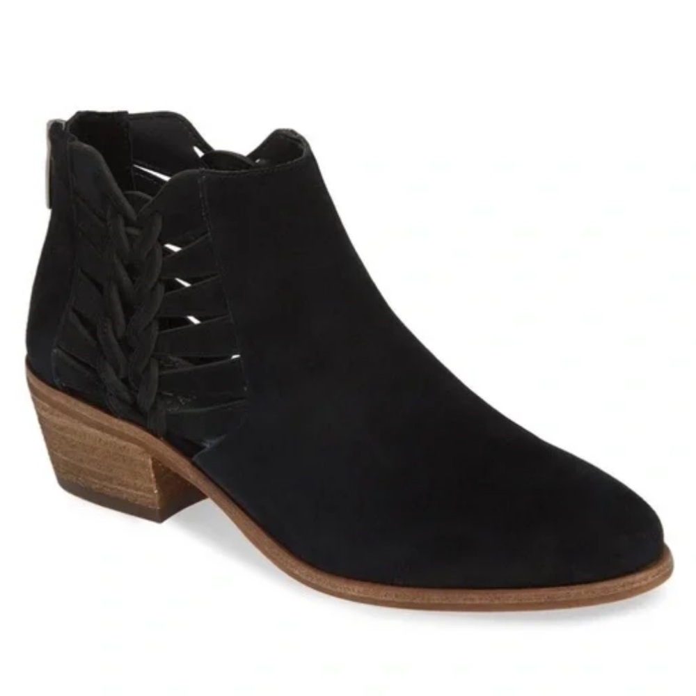 Vince Camuto Black Suede Prestetta Braided Ankle Bootie